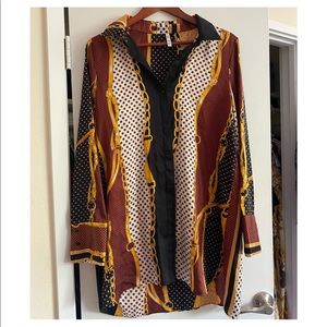 Zara chain printed flowy shirt /tunic trf